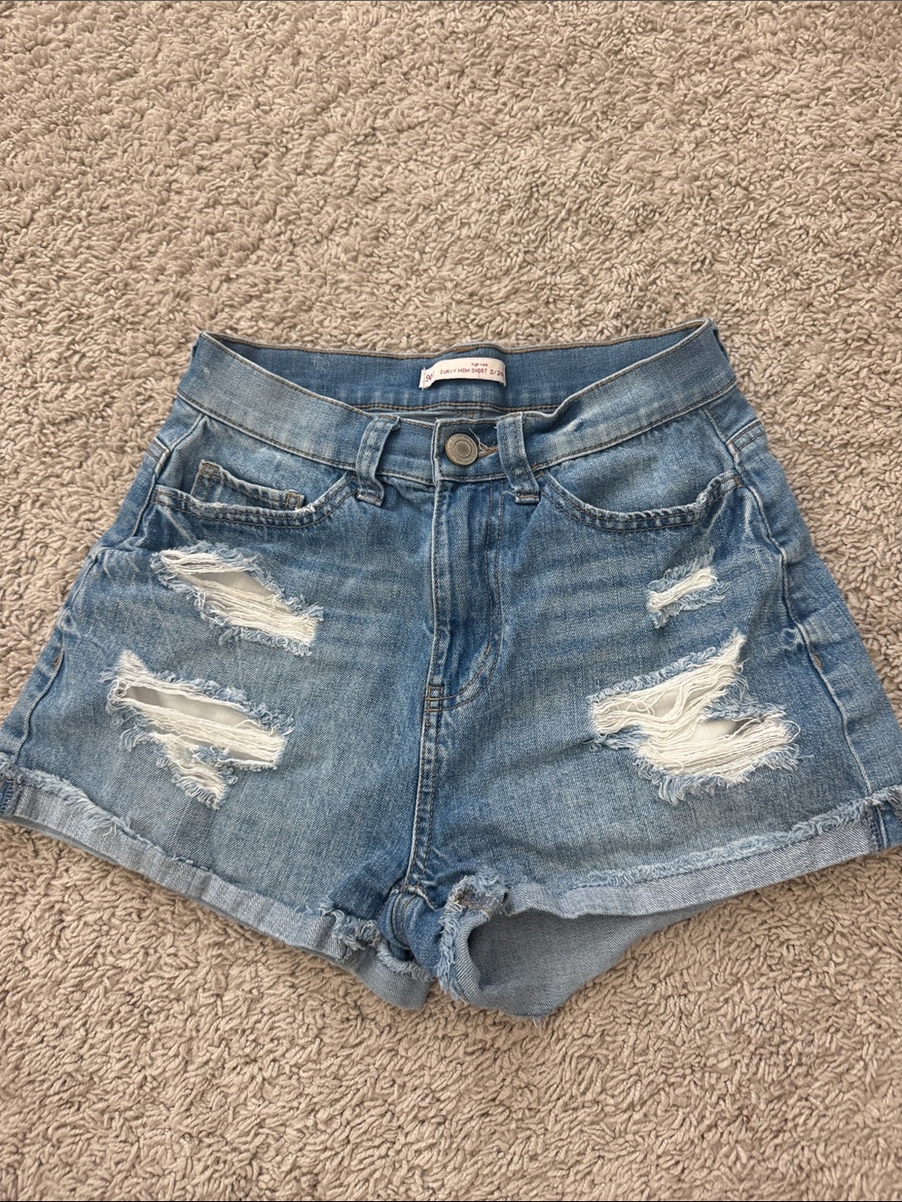 SO Distressed Light Blue Denim Jean Shorts